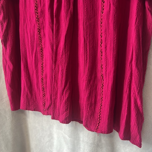 Knox Rose Top Pink Short Sleeve Round Neck Eyelet Embroidered Top Size Large - Picture 13 of 16